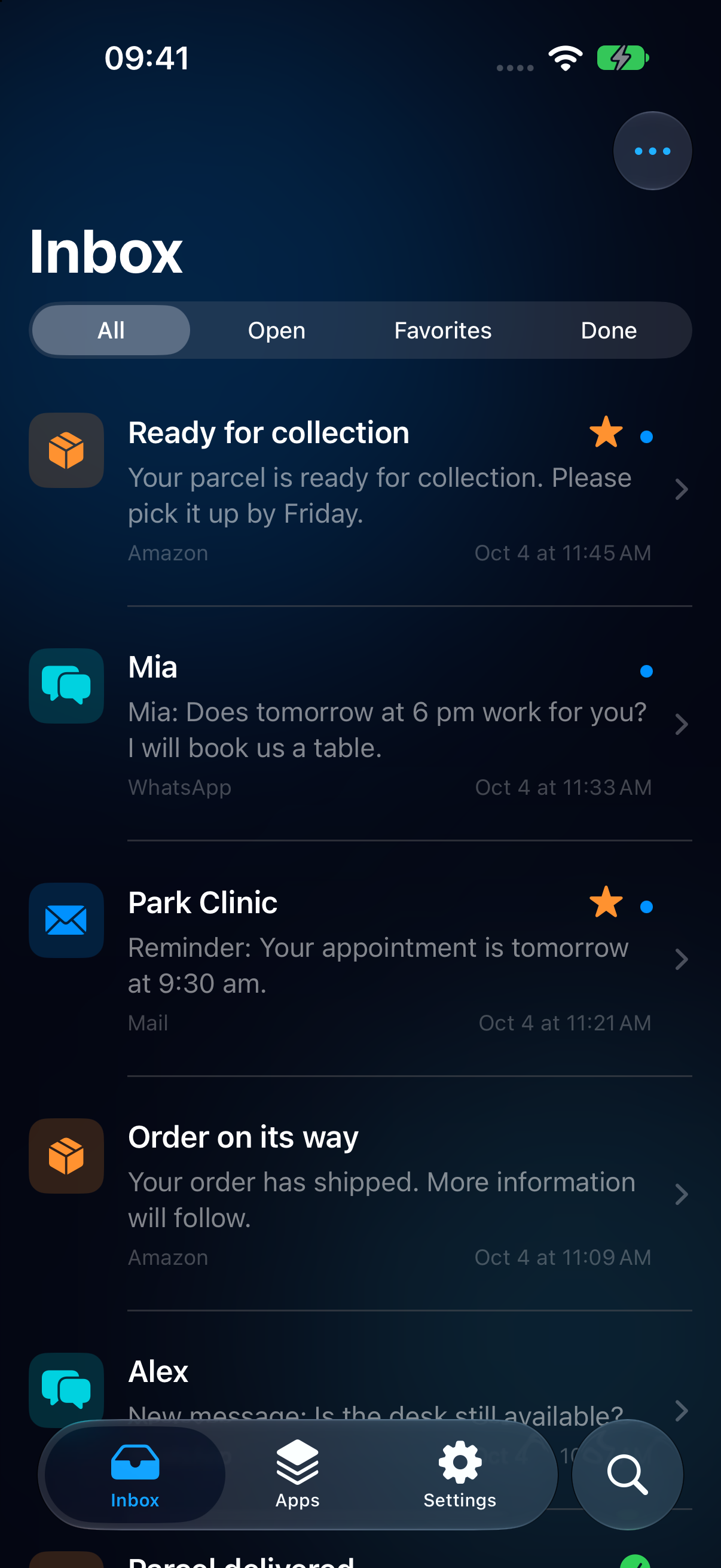 The NotiVault inbox · Example messages